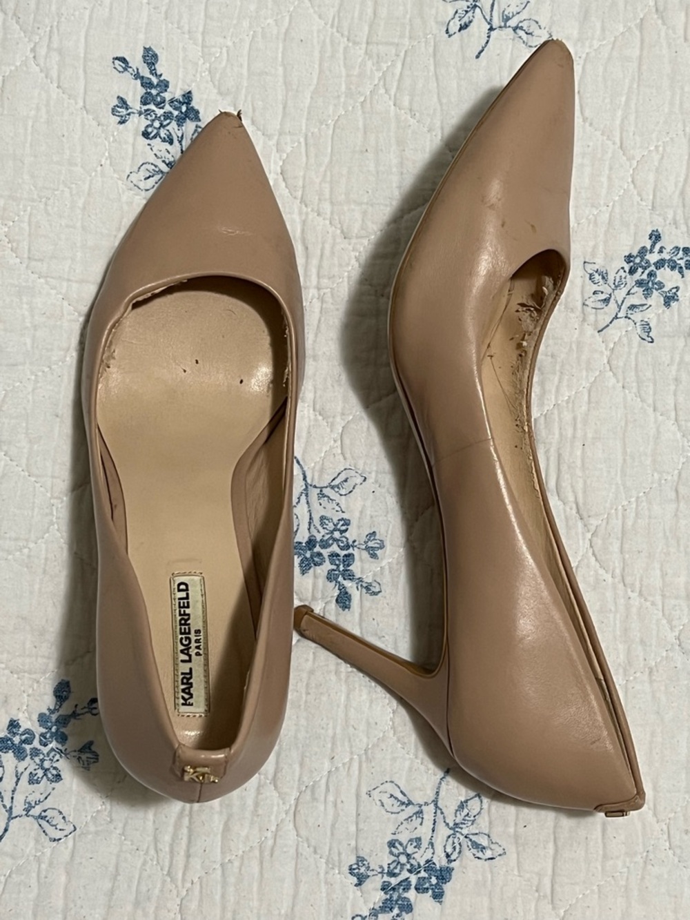 Karl Lagerfeld Nude Pointed-Toe Stiletto Pumps